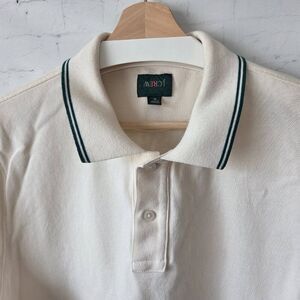 J. Crew Re-Imagined Twin Tipped Polo Shirt Size M Ivory Vintage Inspired Preppy